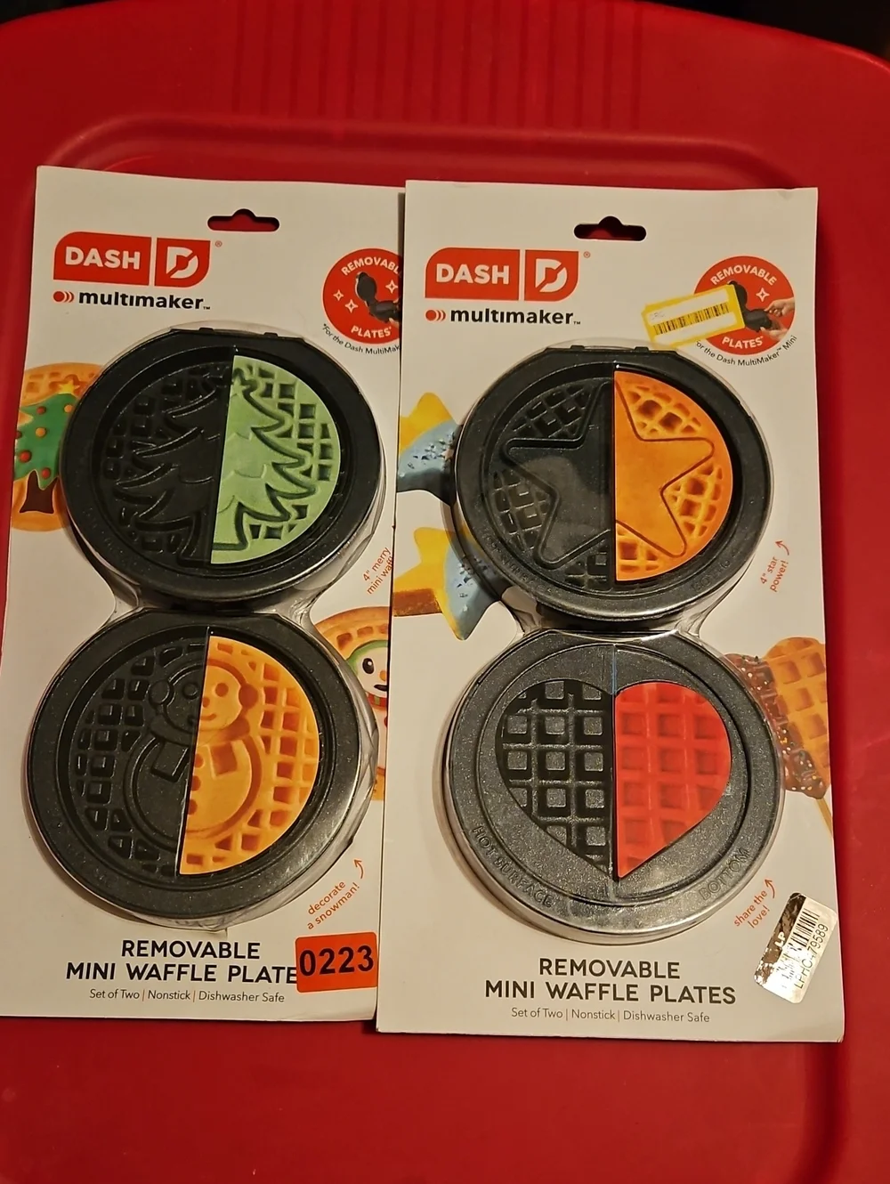 DASH Removable Mini Waffle Plates - Black with Green & Orange Inserts